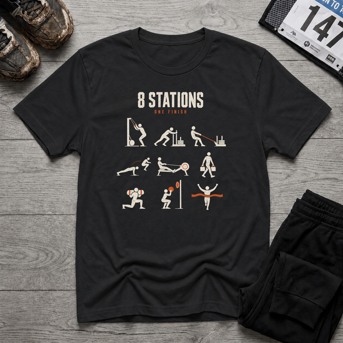 TFS mockup | 8 Stations One Finish T-Shirt | Black | c80ae247bb85715e