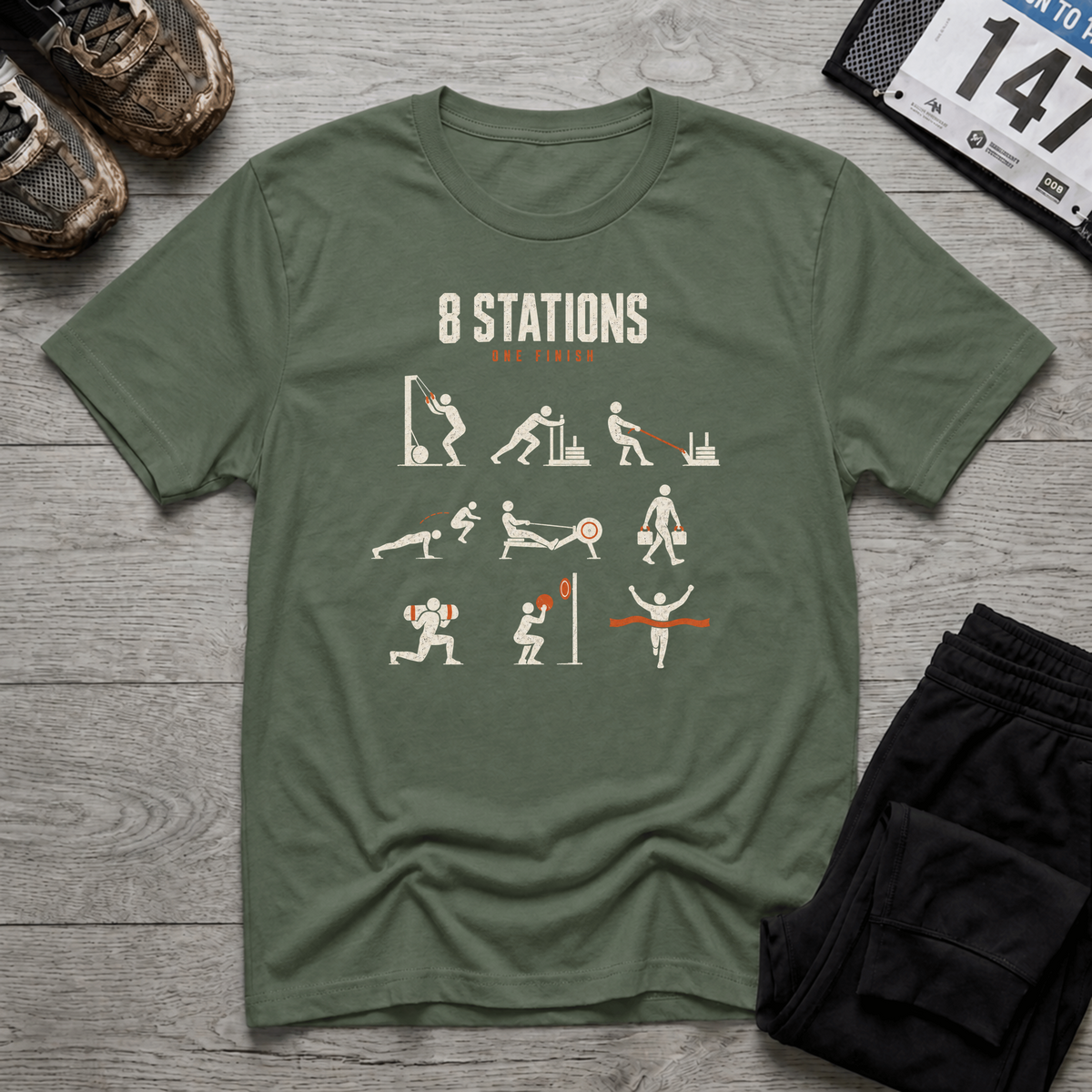 TFS mockup | 8 Stations One Finish T-Shirt | Military Green | 2d4292ed83caad4b