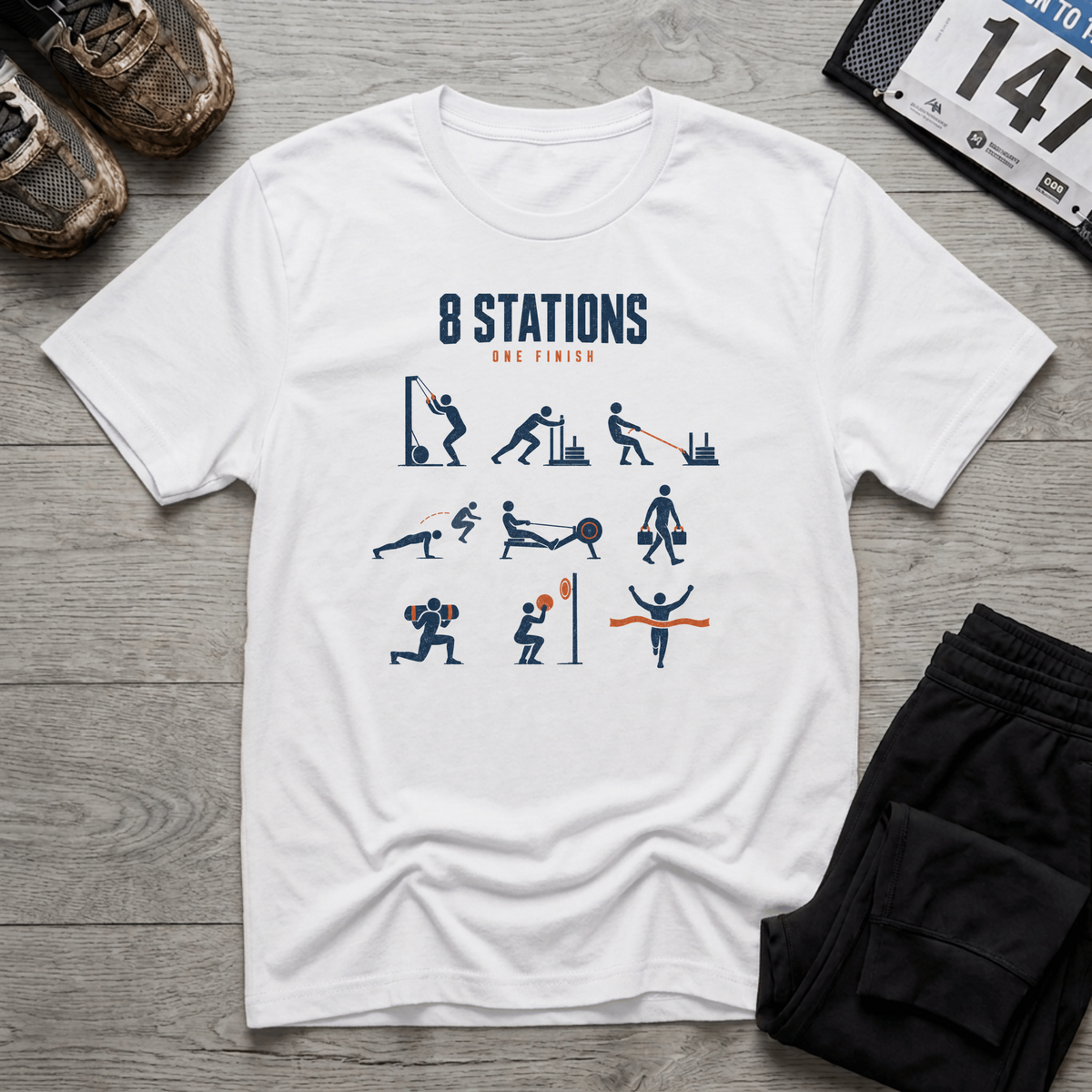 TFS mockup | 8 Stations One Finish T-Shirt | White | 24ab3d8fcddd687f