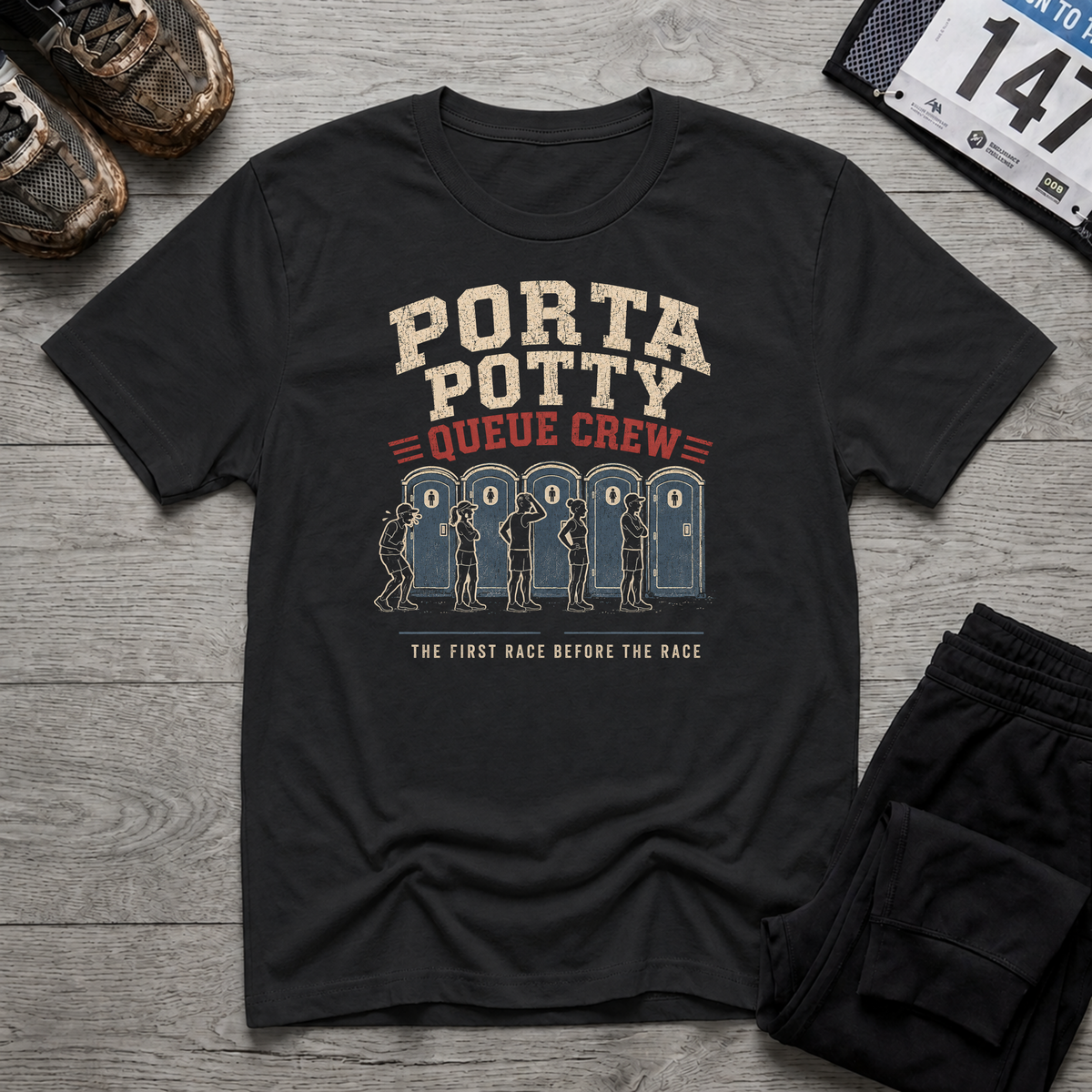 Porta Potty Queue Crew T-Shirt