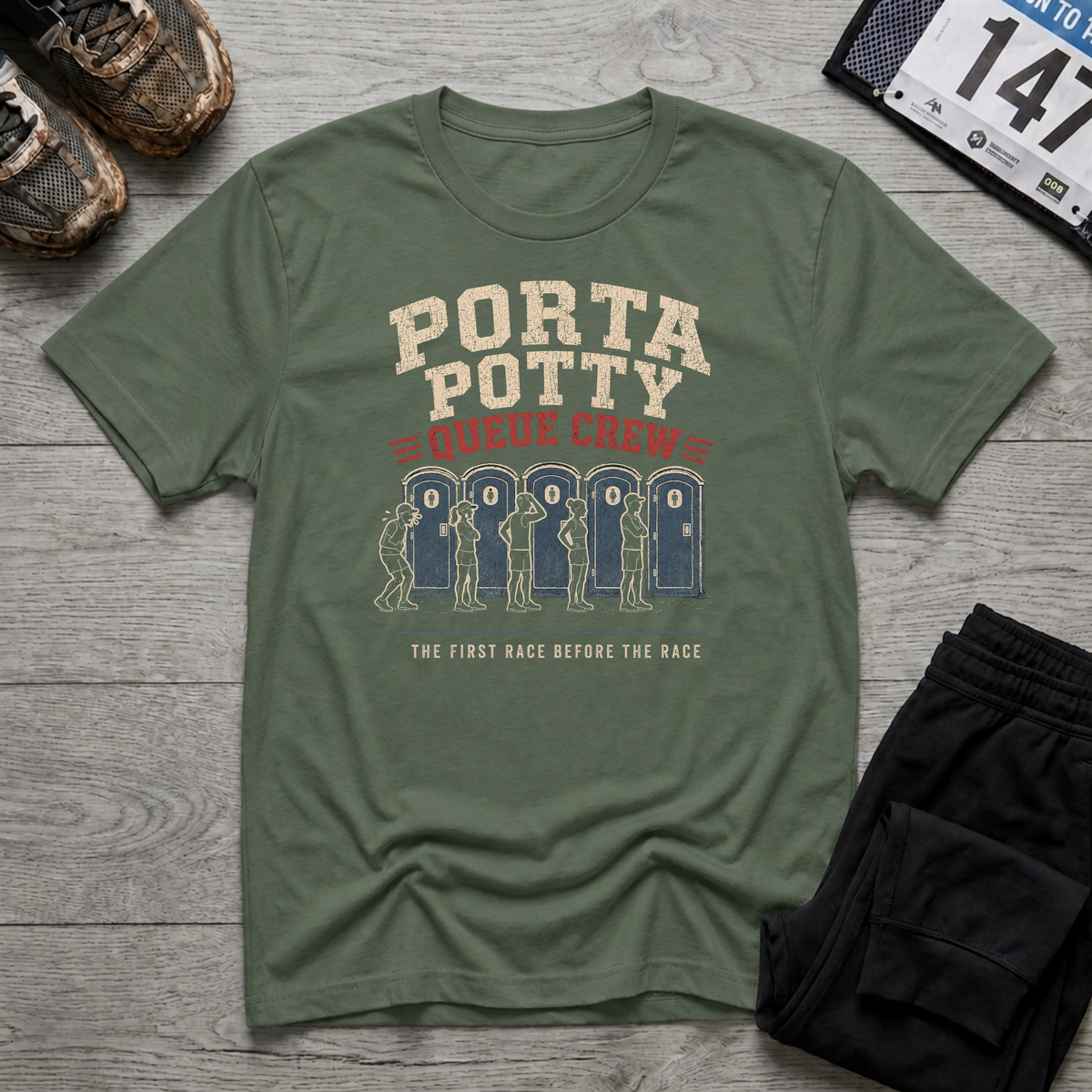Porta Potty Queue Crew T-Shirt