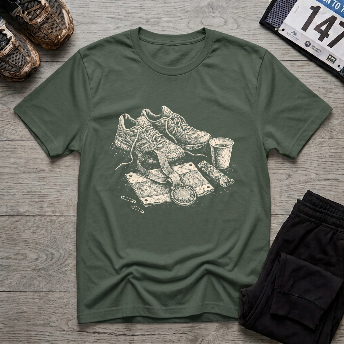 Medal and Shoe Realistic T-Shirt
