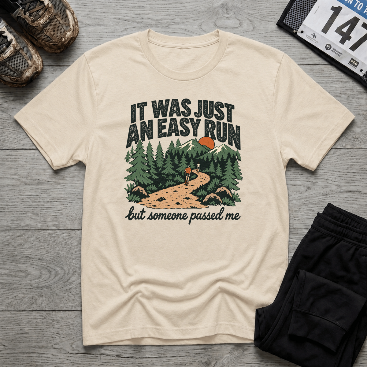 TFS mockup | Just an Easy Run T-Shirt | Natural | ec02d5537758f656