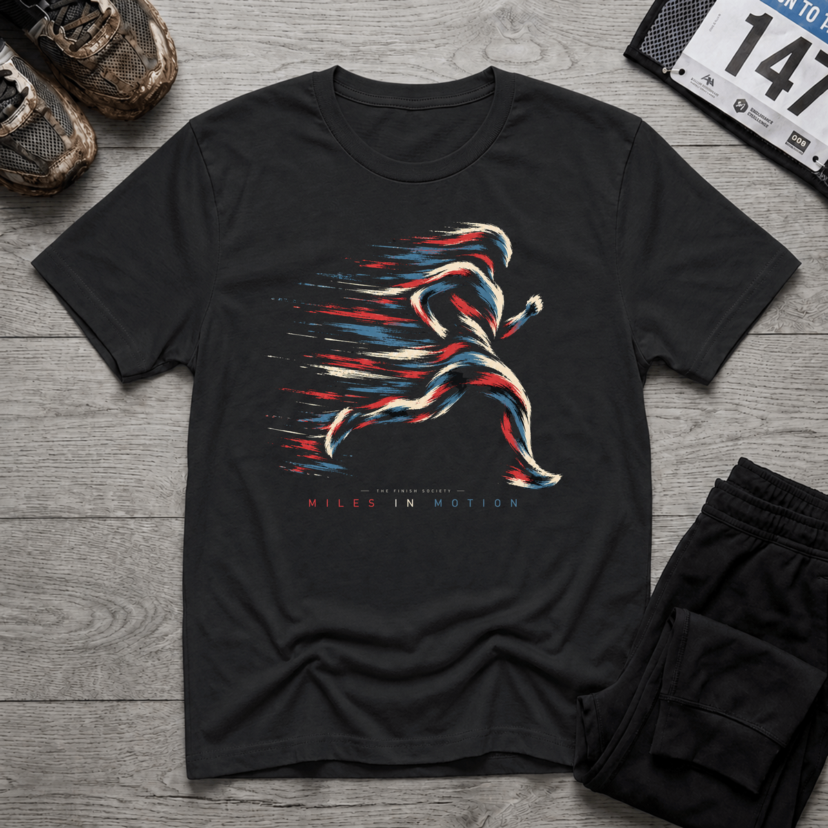 TFS mockup | Miles in Motion T-Shirt | Black | d9ef4a35ae430ea2