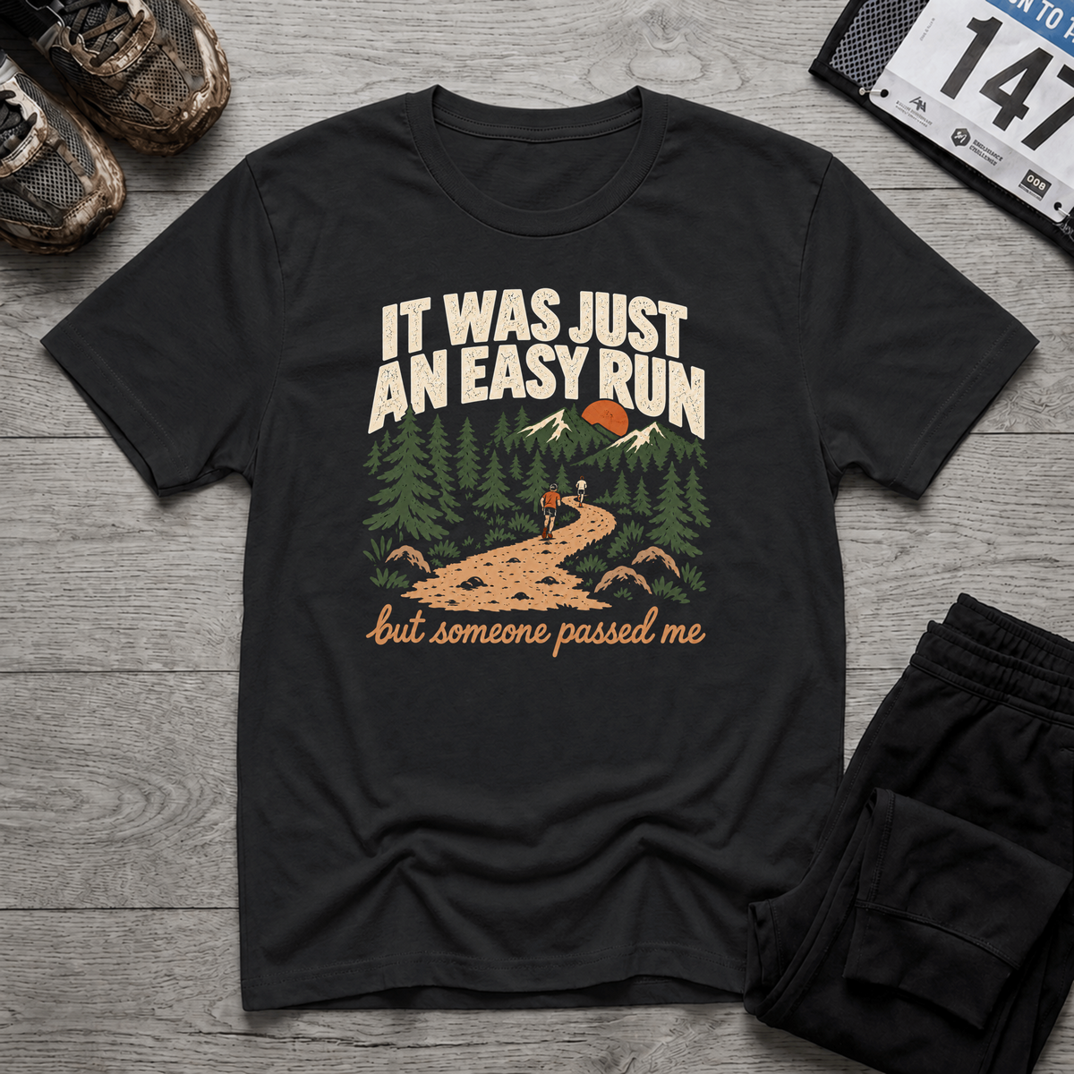 TFS mockup | Just an Easy Run T-Shirt | Black | f02de90bdd505240