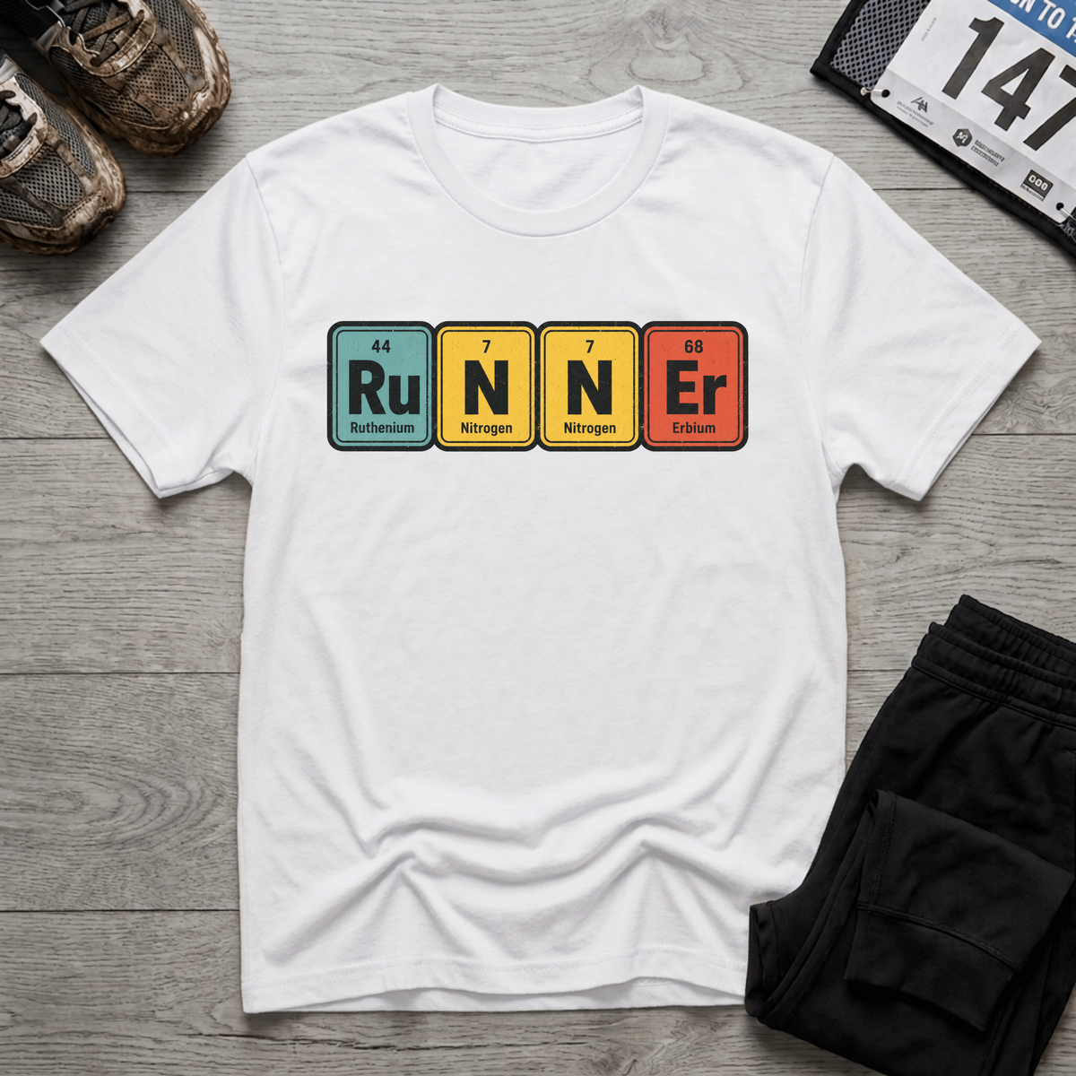 TFS mockup | Runner Periodic Table T-Shirt | White | f8b780f597e7d97c