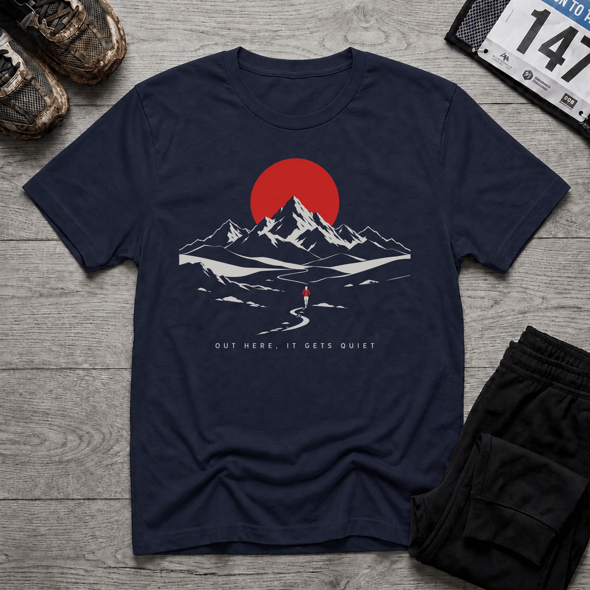 TFS mockup | Out Here It Gets Quiet T-Shirt | Navy | 518c94bd6831b95e