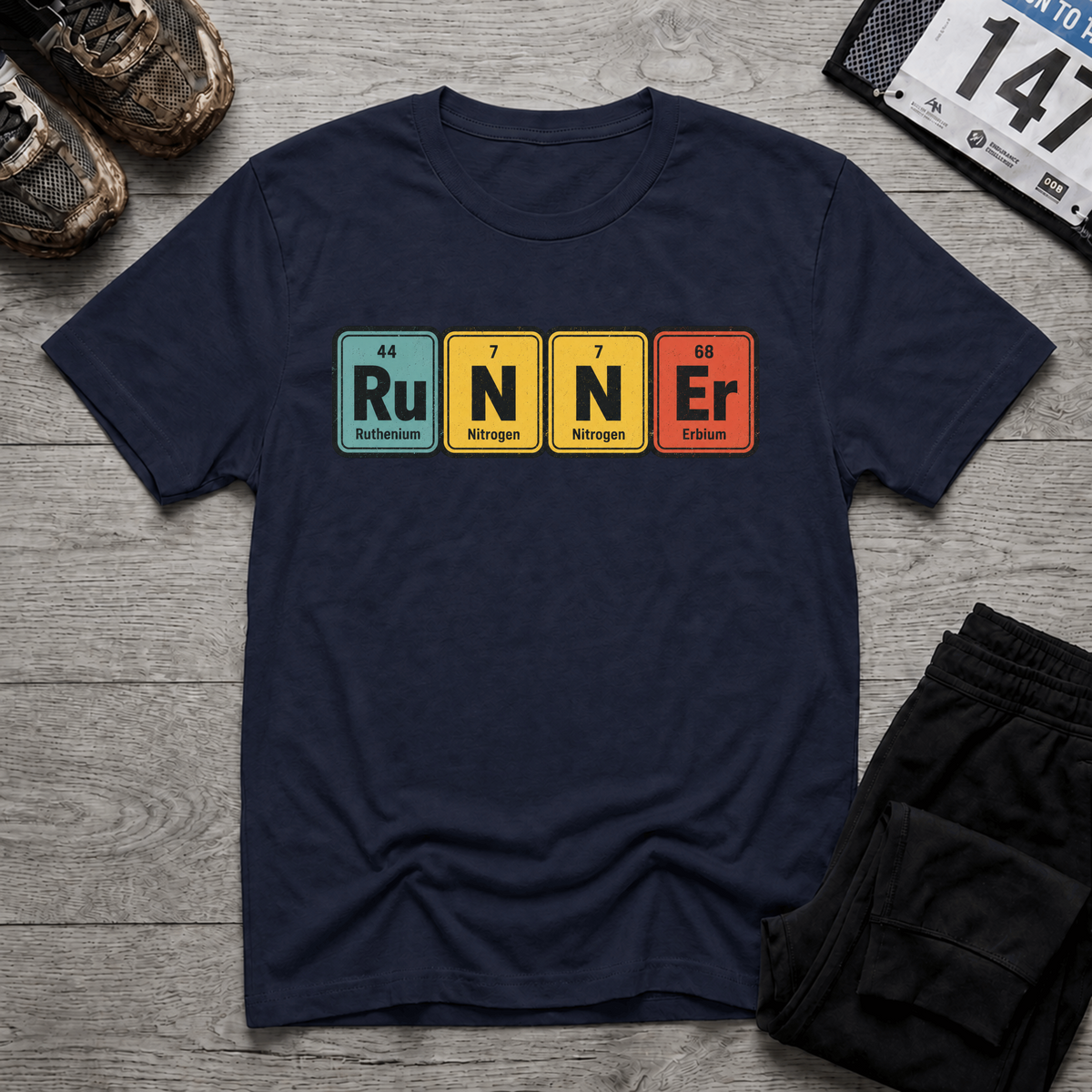 TFS mockup | Runner Periodic Table T-Shirt | Navy | 8256098198264caa
