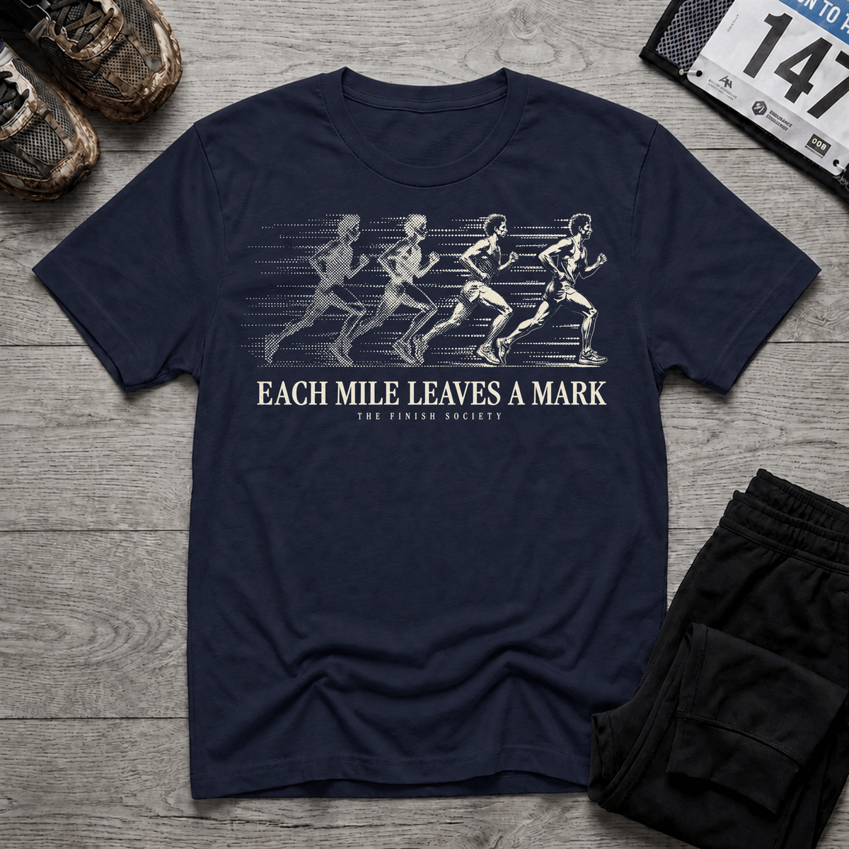 TFS mockup | Each Mile Leaves a Mark T-Shirt | Navy | 475c2c75700001e6