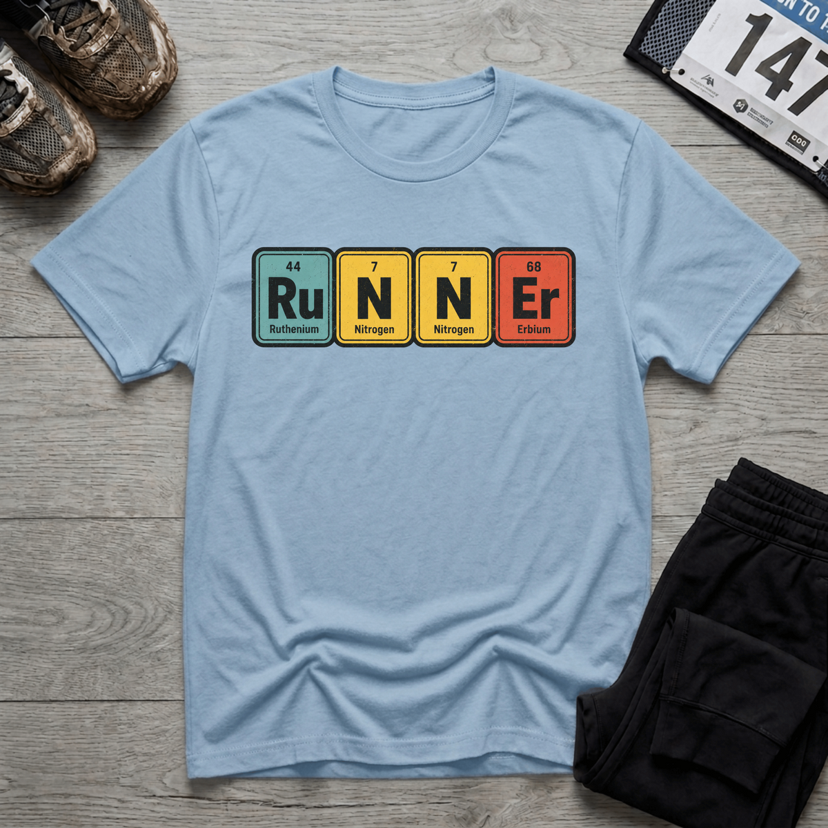 TFS mockup | Runner Periodic Table T-Shirt | Light Blue | 5099286411d58ebc