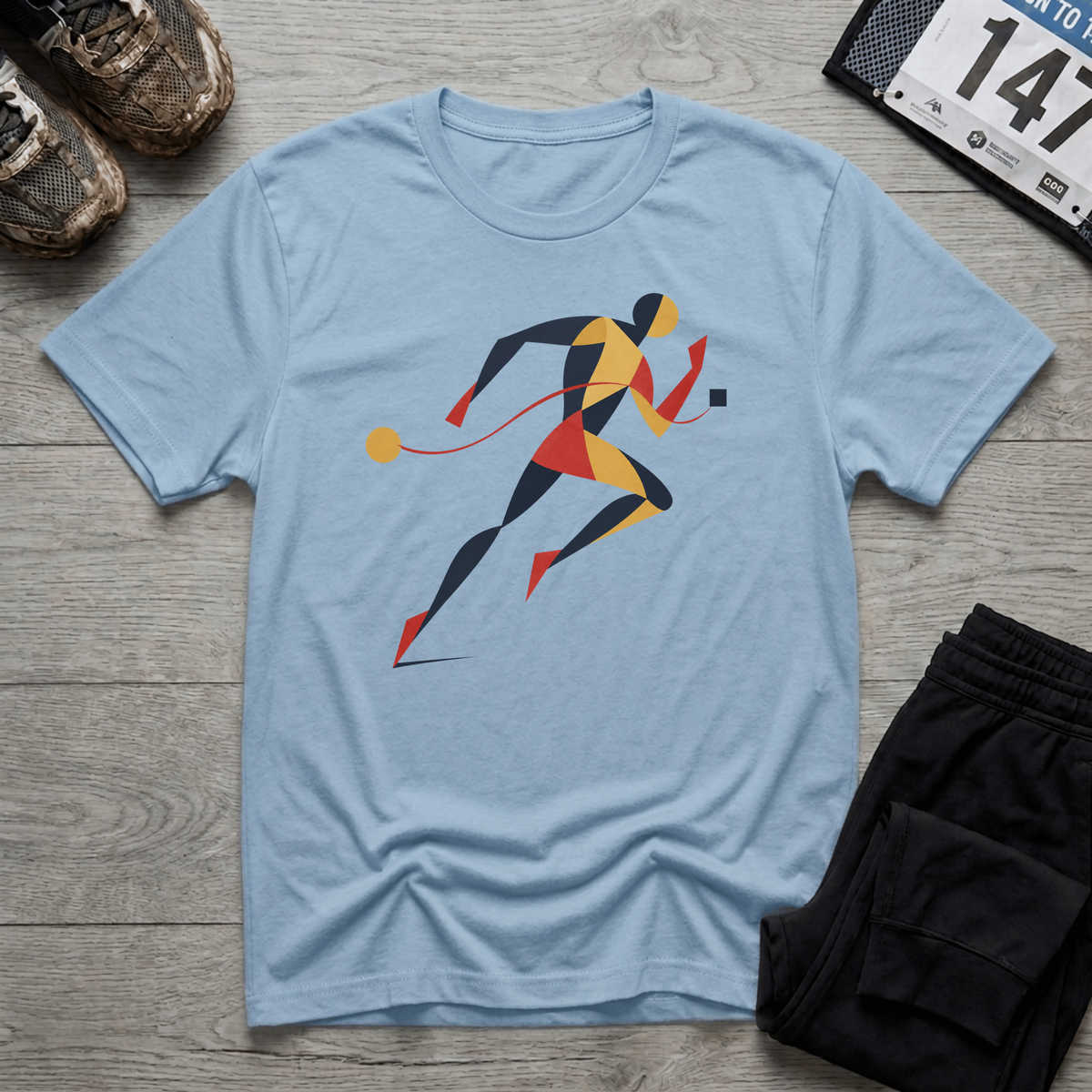 TFS mockup | Geometric Runner T-Shirt | Light Blue | 247a9c3810d84be5