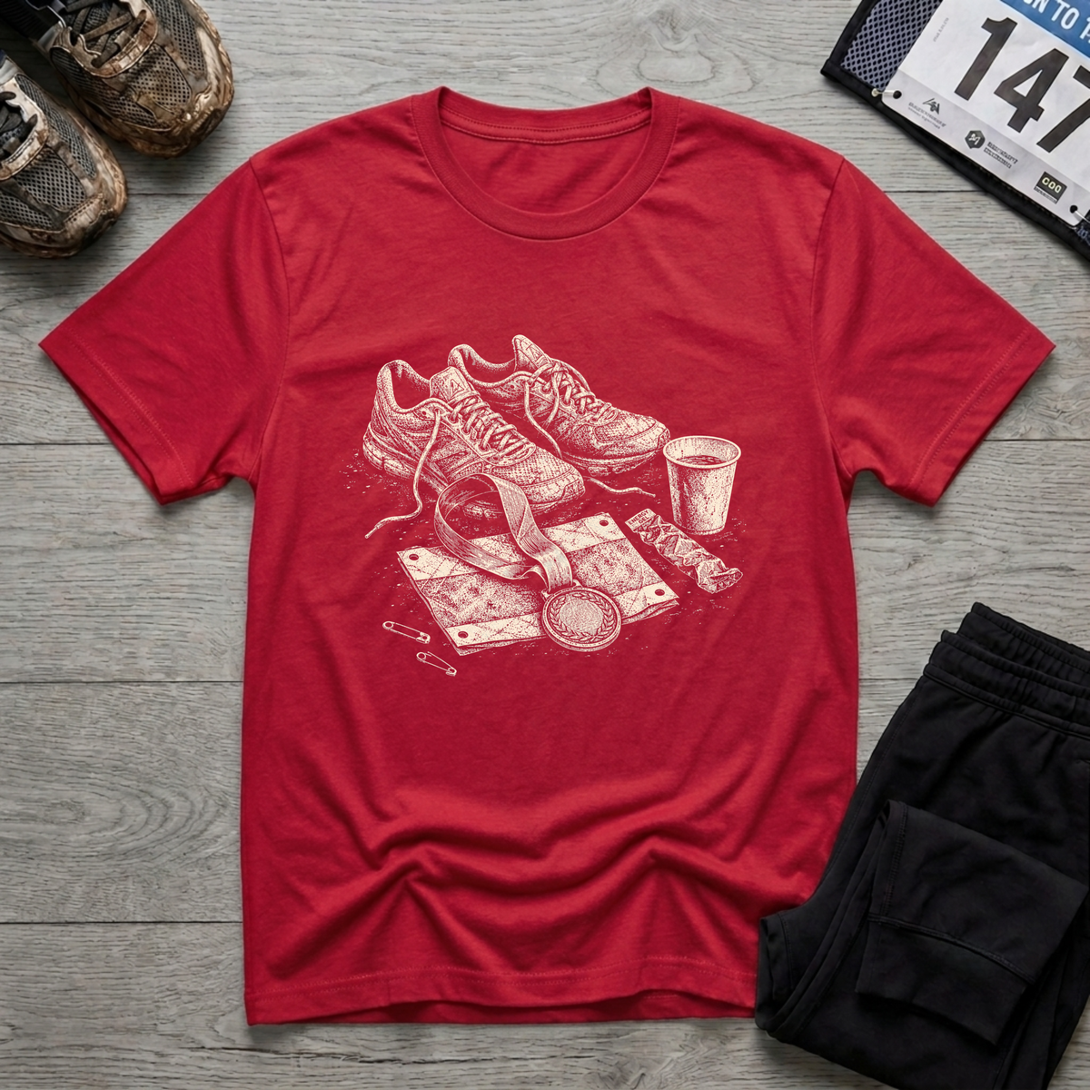 Medal and Shoe Realistic T-Shirt