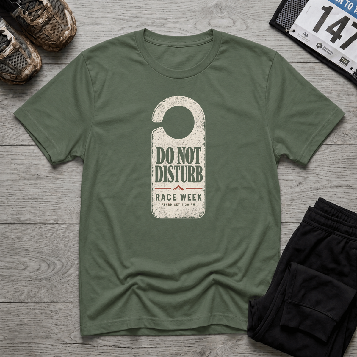 TFS mockup | Do Not Disturb Race Week T-Shirt | Military Green | 8f1c972d9bb18338