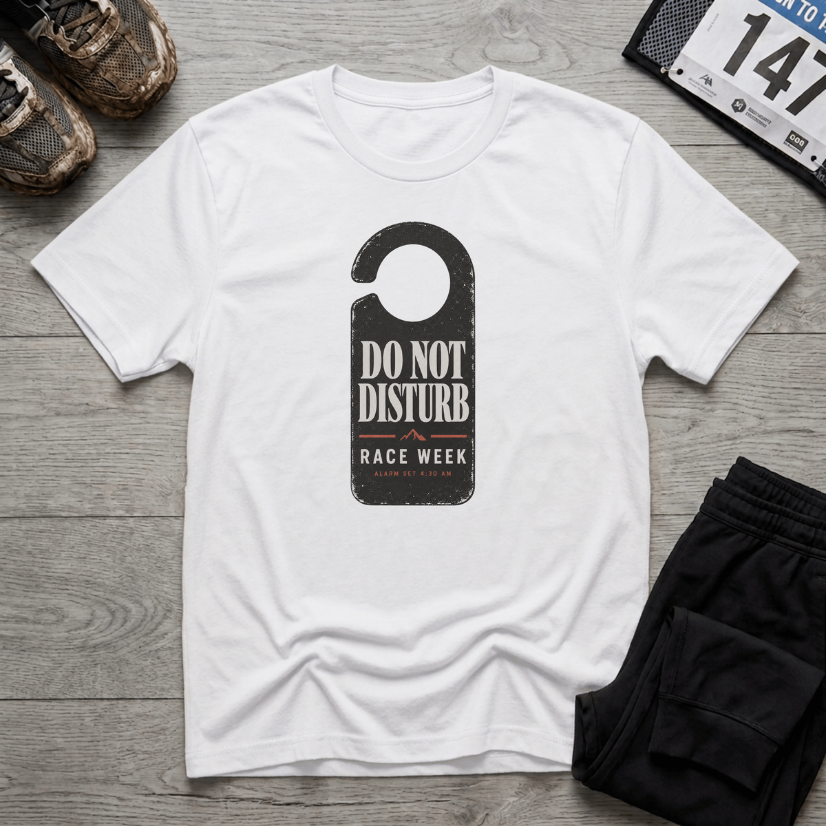 TFS mockup | Do Not Disturb Race Week T-Shirt | White | 73bd03134ac041fc