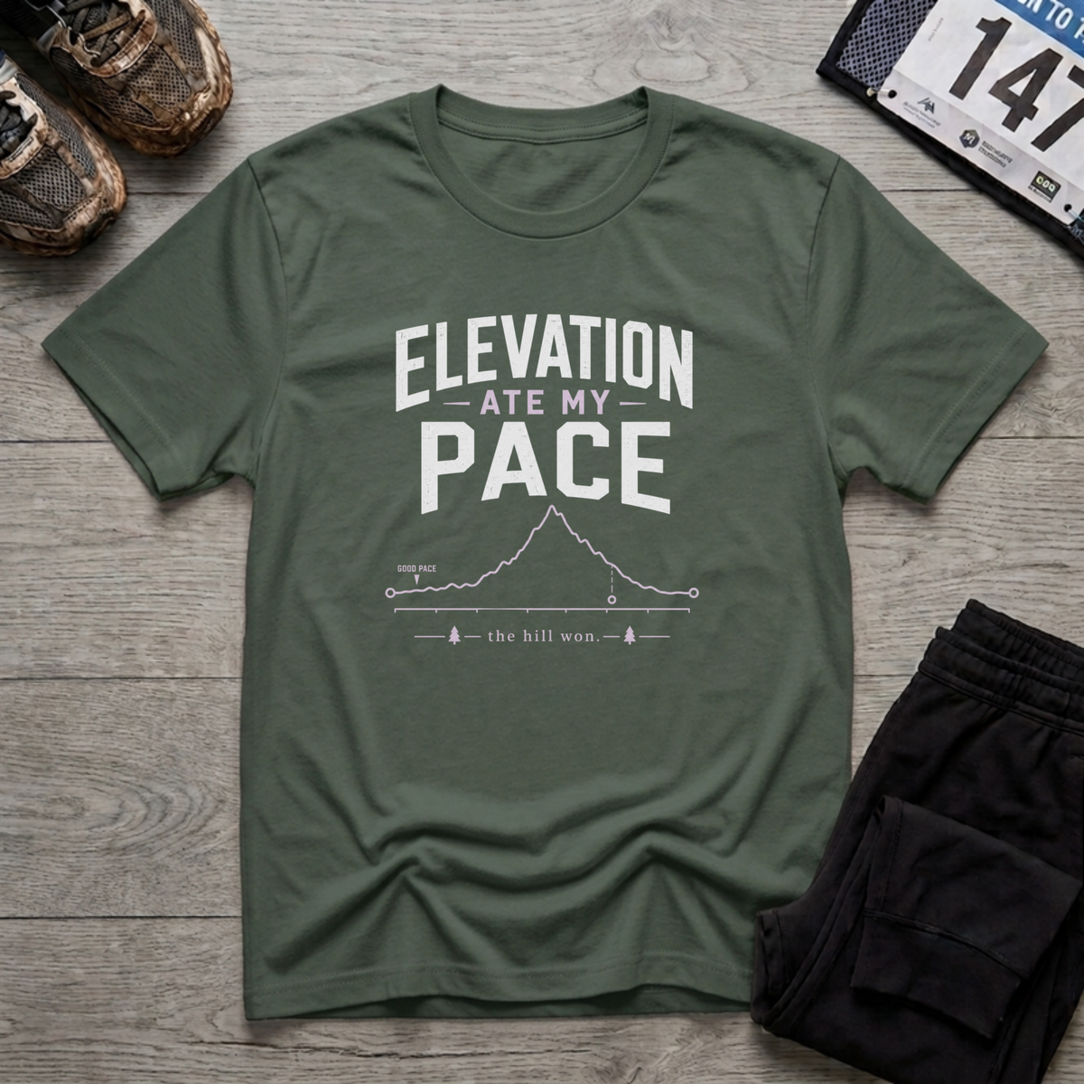 Elevation Ate My Pace T-Shirt - Military Green