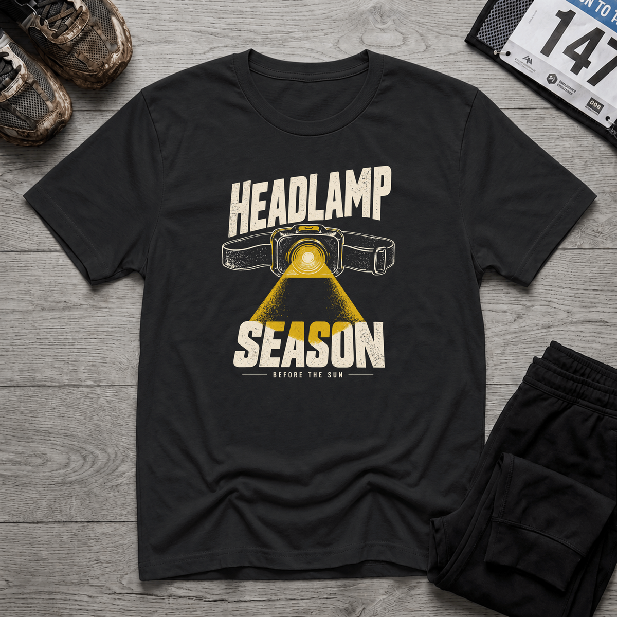 TFS mockup | Headlamp Season T-Shirt | Black | 4c00d5747134bae1