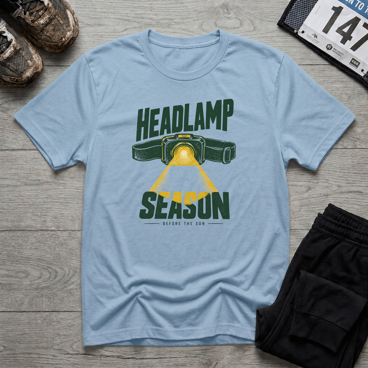 TFS mockup | Headlamp Season T-Shirt | Light Blue | 90bd551635efaa9b