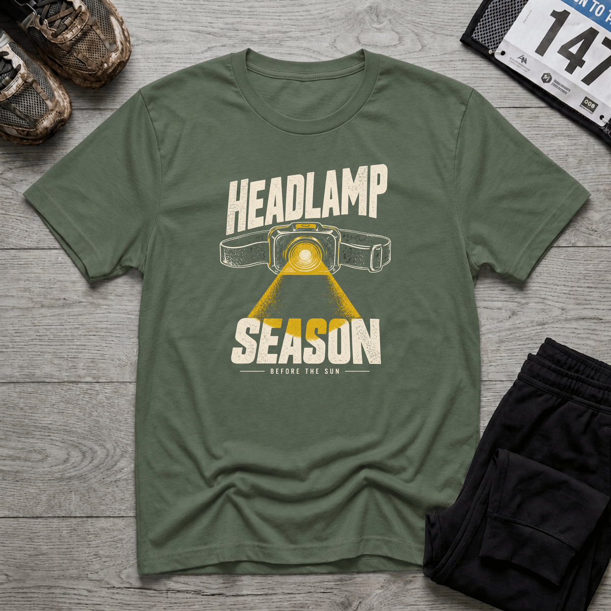 TFS mockup | Headlamp Season T-Shirt | Military Green | 9641401084979c48
