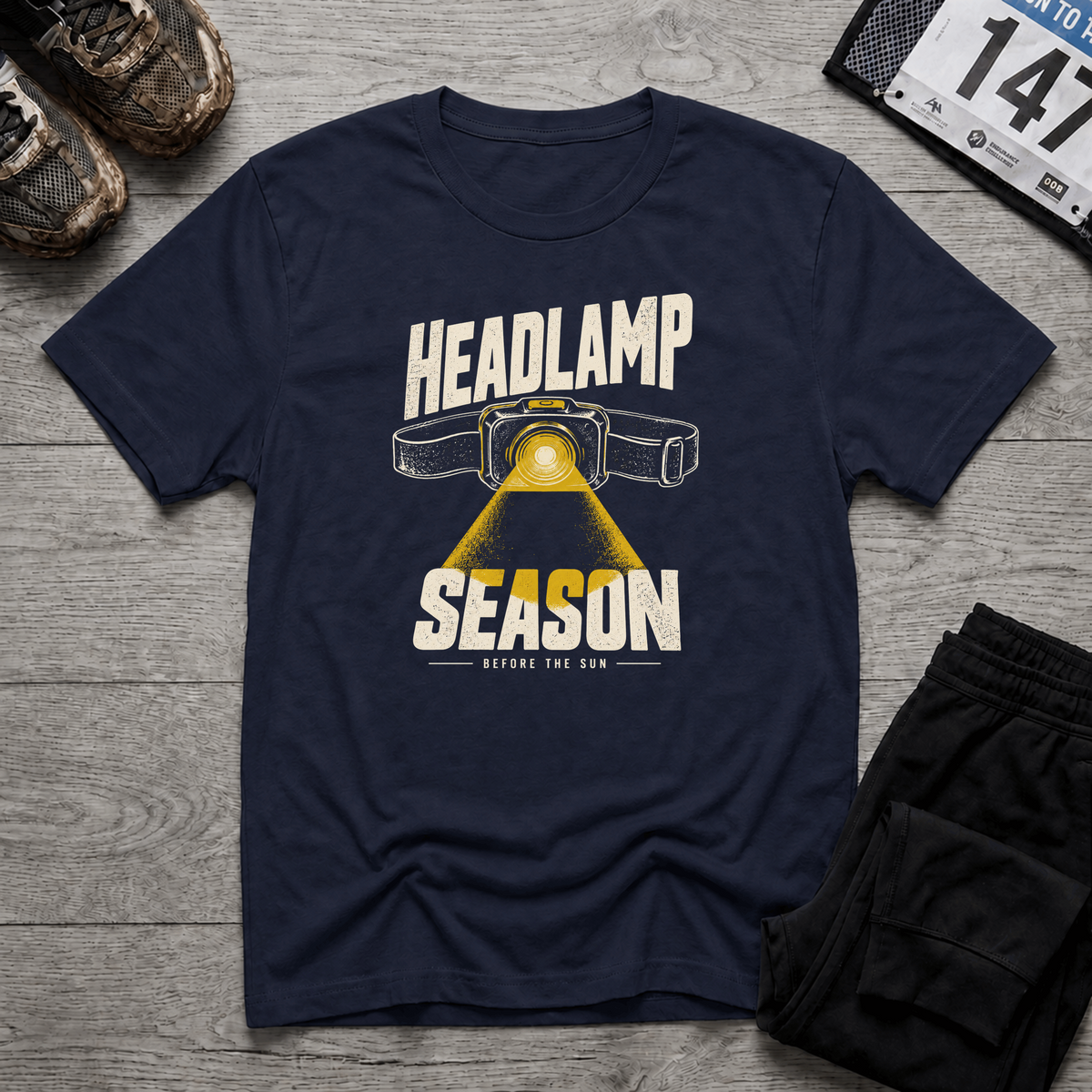 TFS mockup | Headlamp Season T-Shirt | Navy | c4fb49313071b094