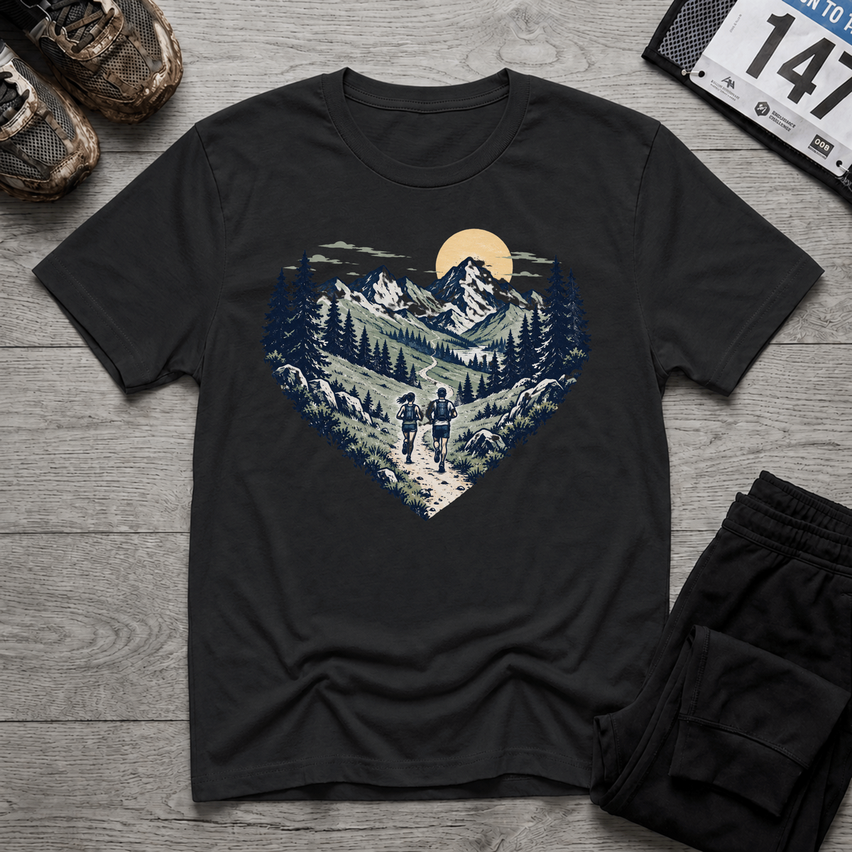 TFS mockup | Heart Trail Runners T-Shirt | Black | 436415e6f9832b51