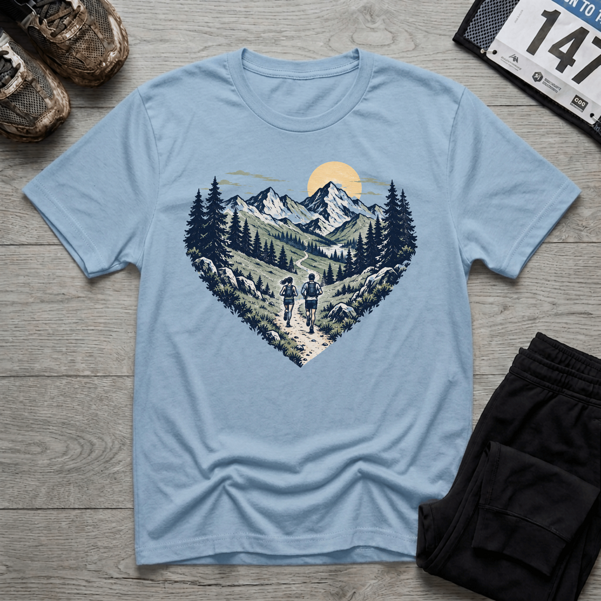 TFS mockup | Heart Trail Runners T-Shirt | Light Blue | 3623ed6106cde55f