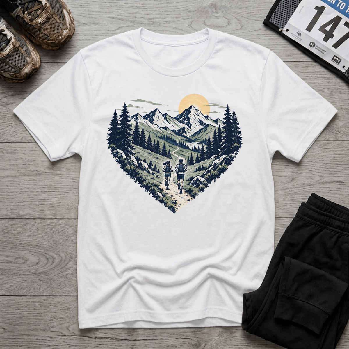 TFS mockup | Heart Trail Runners T-Shirt | White | 35cb48e3f5353a68
