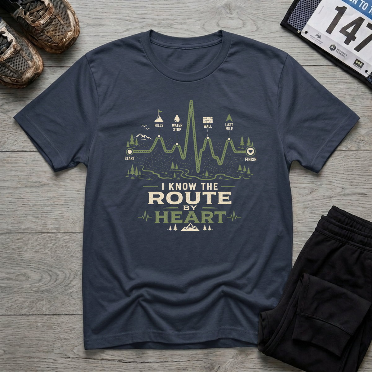 I Know the Route by Heart T-Shirt - Navy