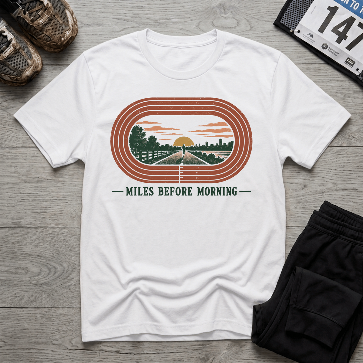 TFS mockup | Miles Before Morning T-Shirt | White | 8abd40bc21911a33
