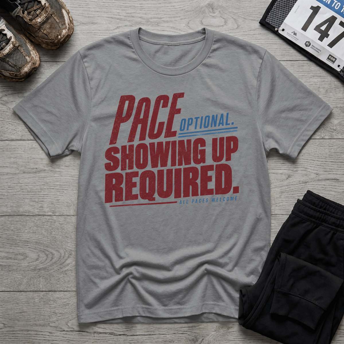 TFS mockup | Pace Optional Showing Up Required T-Shirt | Sport Grey | 8003a12931f7c262