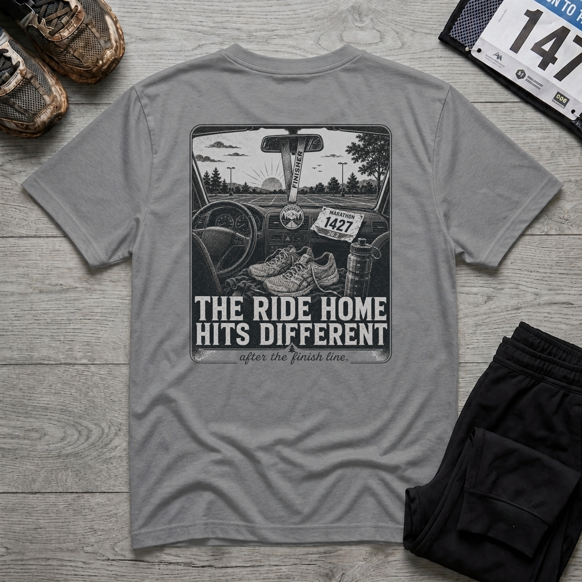 Ride Home Hits Different T-Shirt - Sport Grey