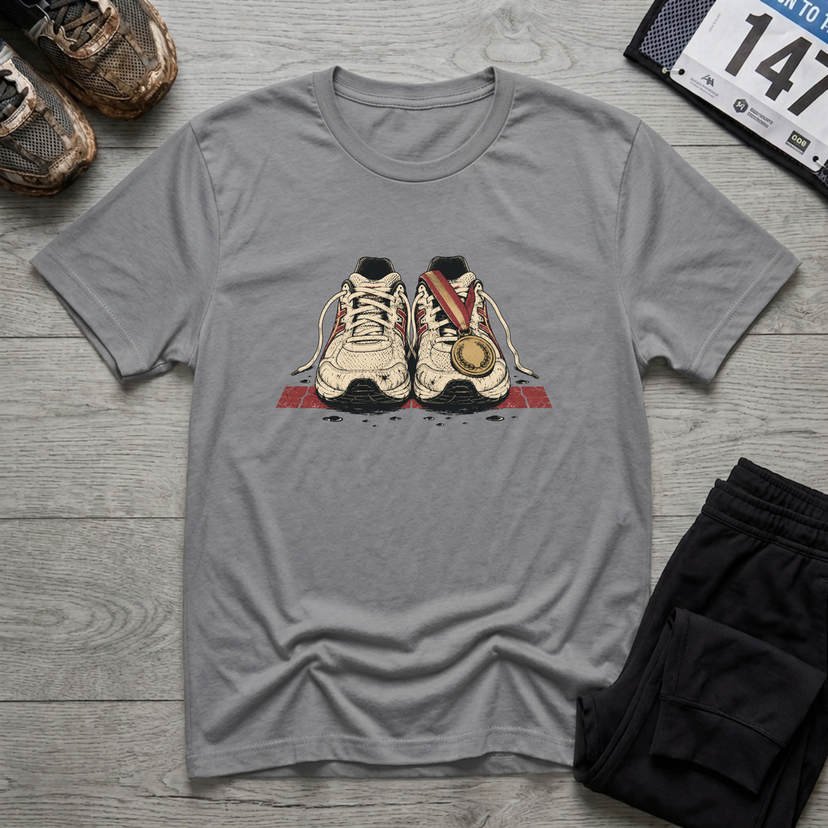 Shoes and Medal T-Shirt - Sport Grey
