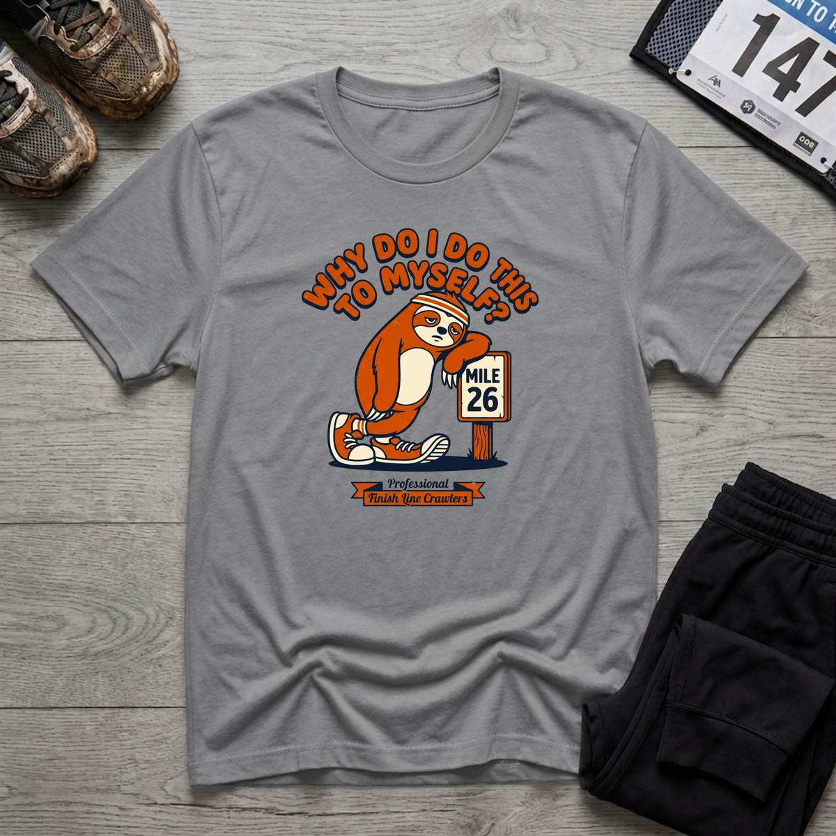 Sloth Runner T-Shirt - Sport Grey