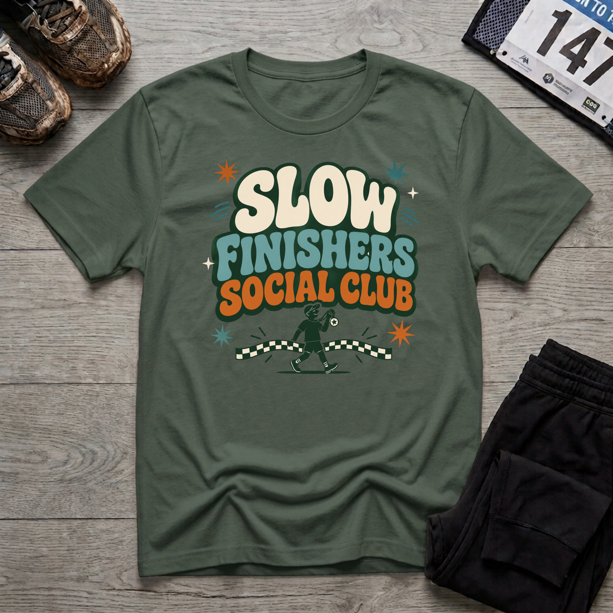 Slow Finishers T-Shirt - Military Green