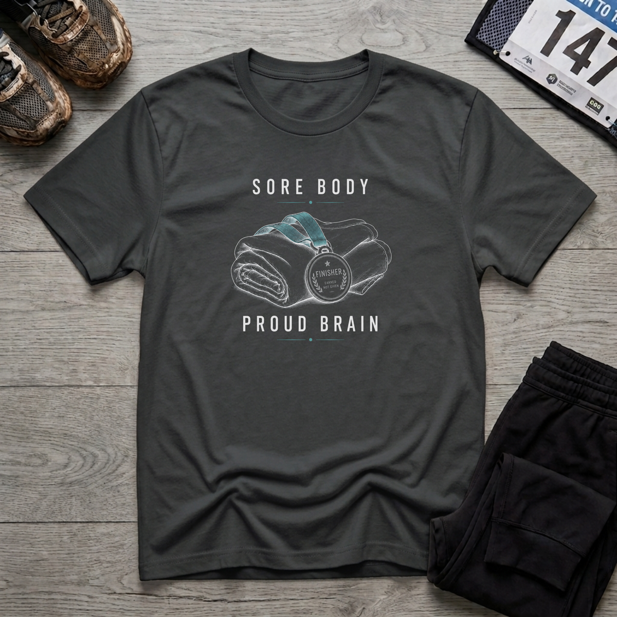 Sore Body Proud Brain T-Shirt - Black