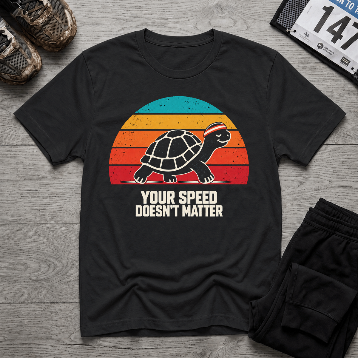 TFS mockup | Speed Doesn't Matter T-Shirt | Black | 7bcacf2d1c81cab9