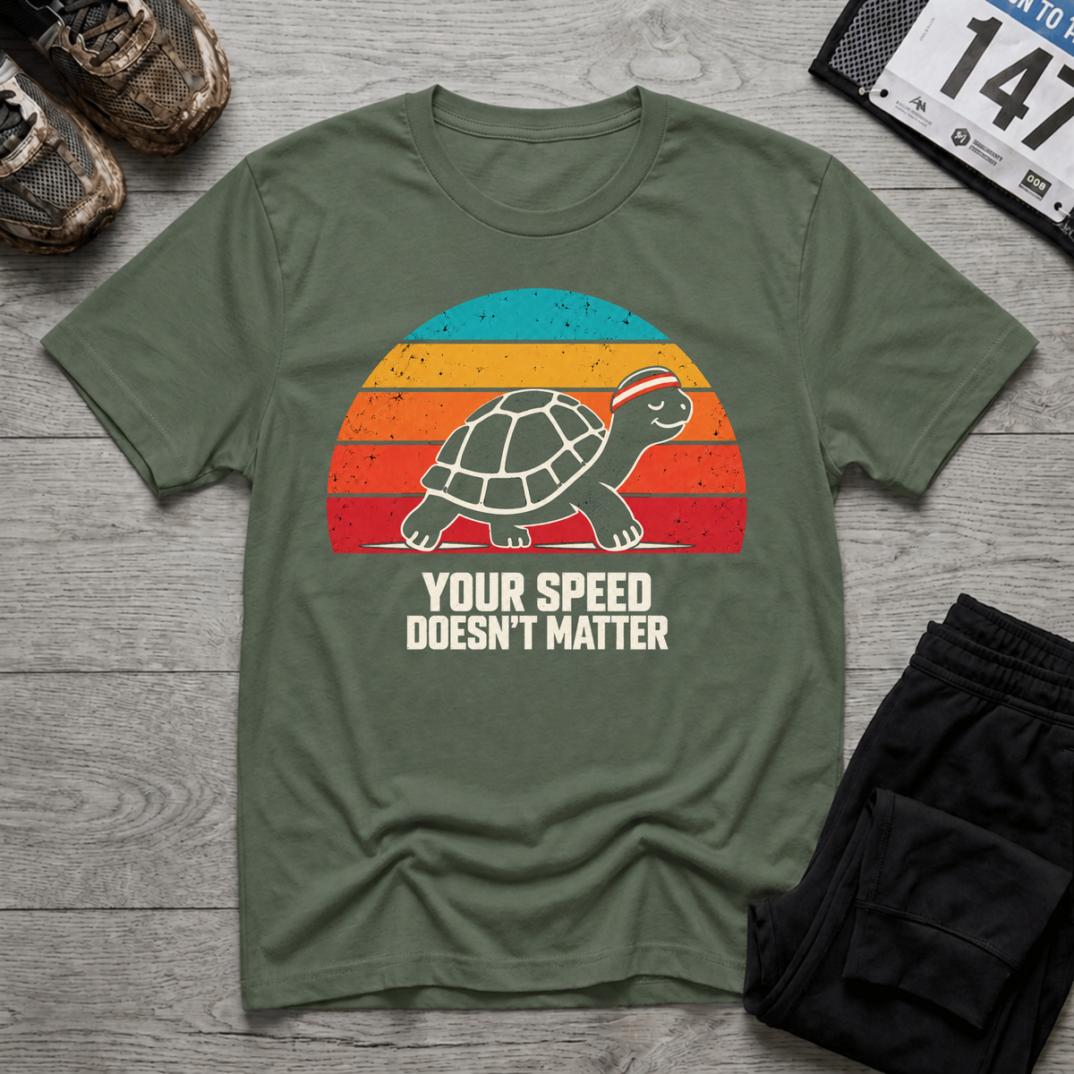 TFS mockup | Speed Doesn't Matter T-Shirt | Military Green | 9512524989de149e