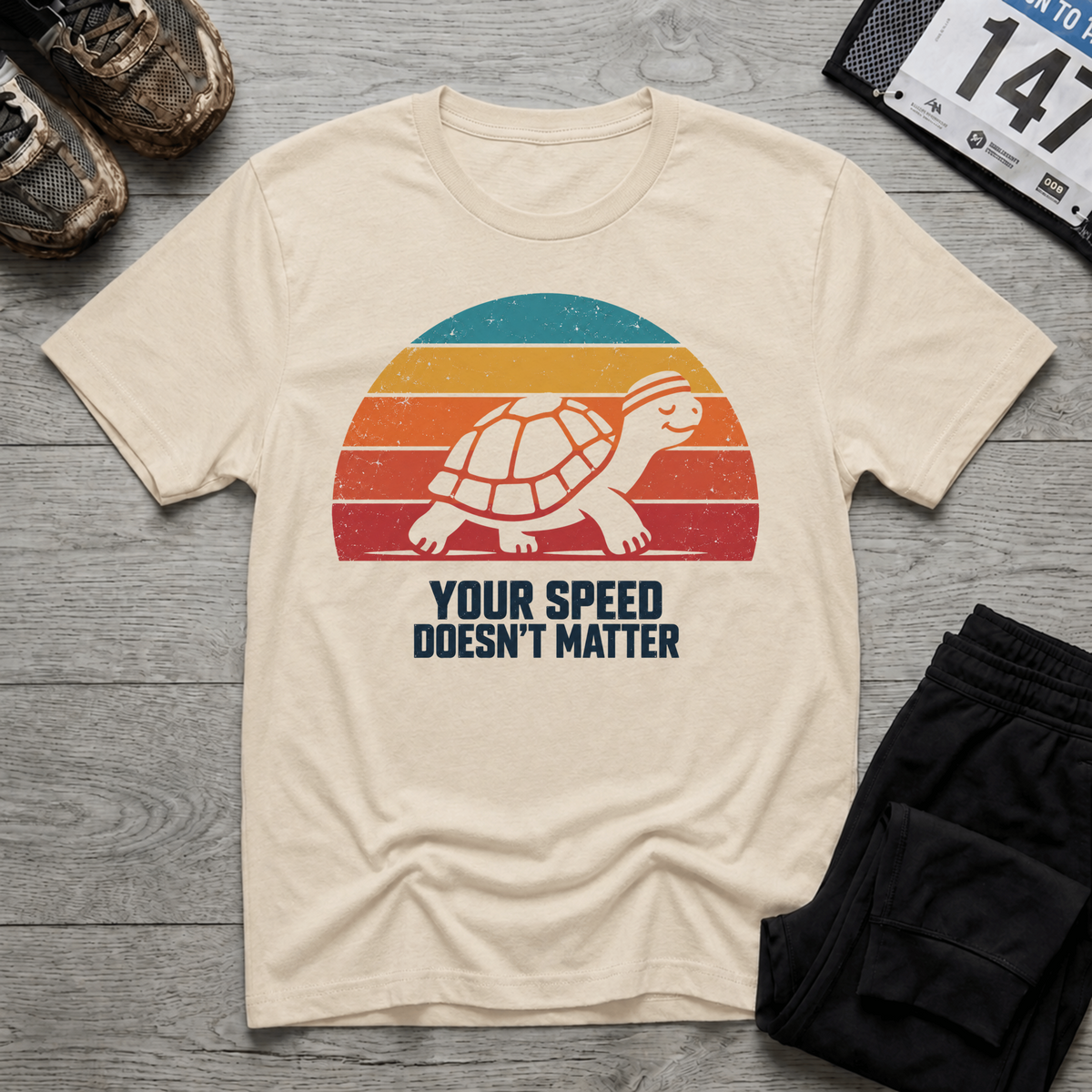 TFS mockup | Speed Doesn't Matter T-Shirt | Natural | b7307cdc9b4e4873