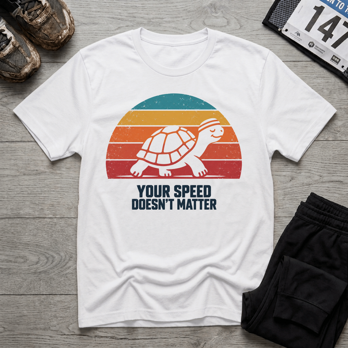TFS mockup | Speed Doesn't Matter T-Shirt | White | 8e184acebff3b810