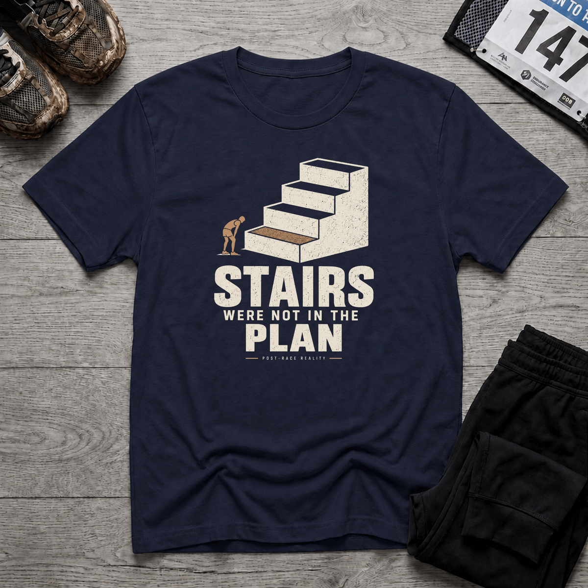 TFS mockup | Stairs Were Not In The Plan T-Shirt | Navy | ab588a176272e7d3