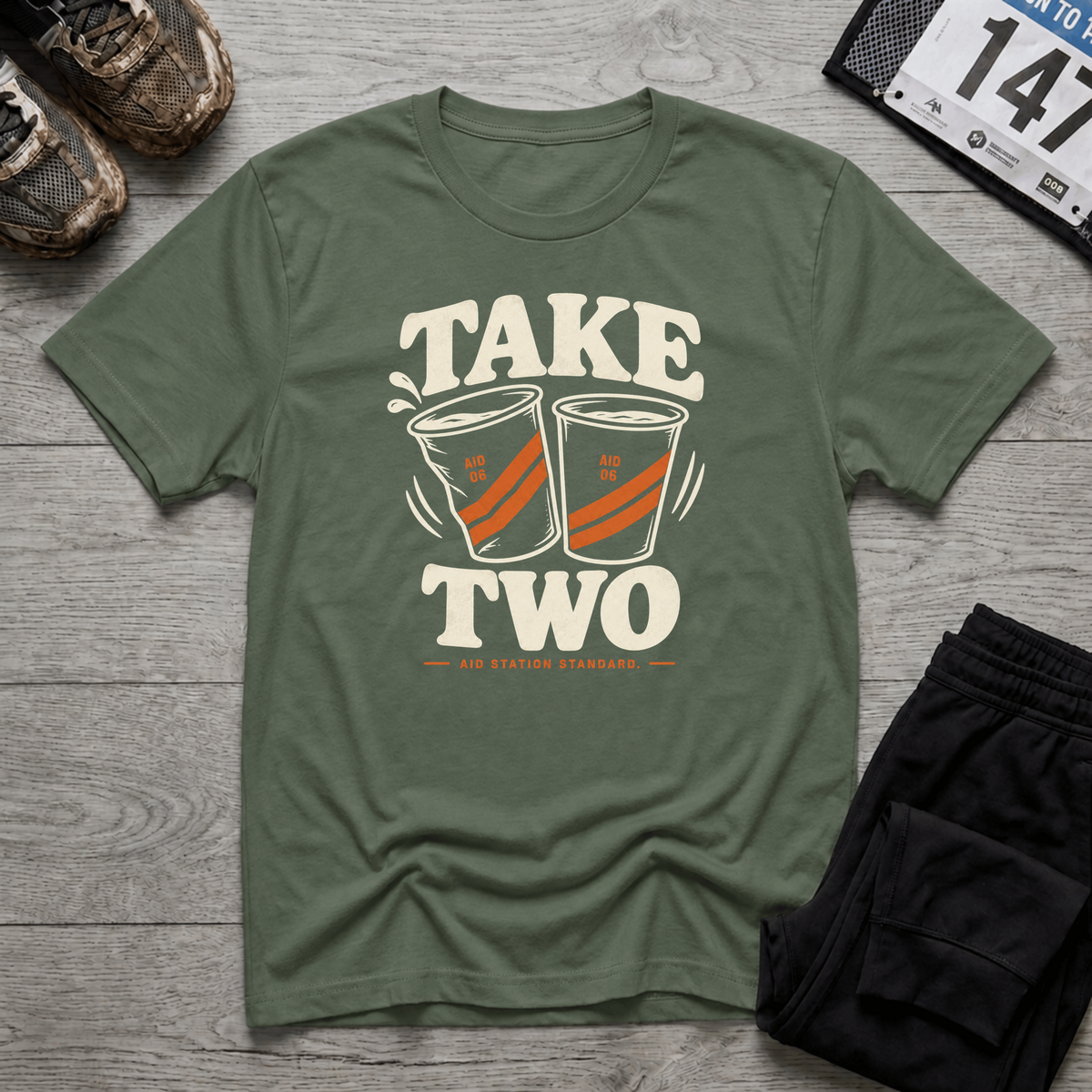 TFS mockup | Take Two T-Shirt | Military Green | 8c50caae006fc77d