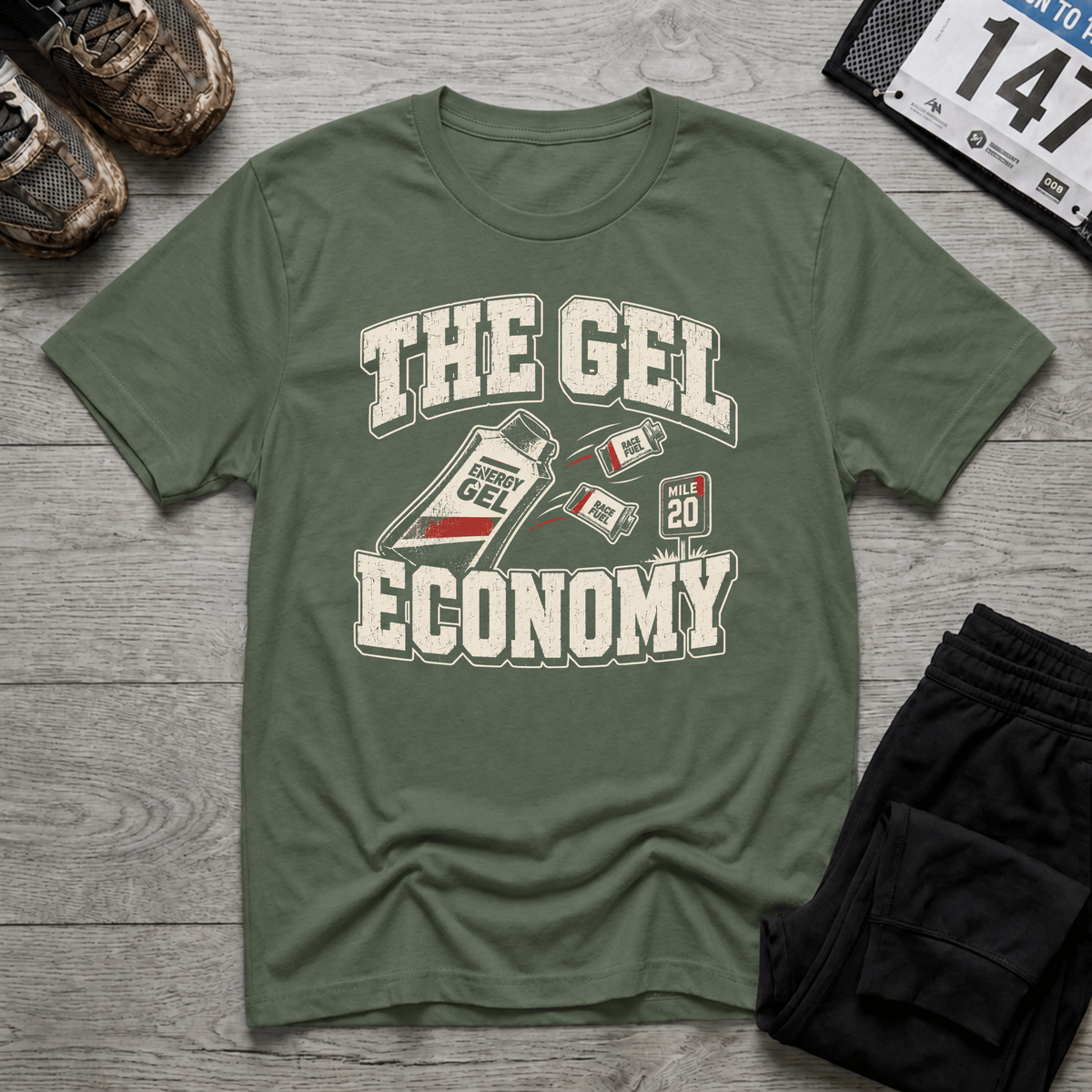 TFS mockup | The Gel Economy T-Shirt | Military Green | 021357c58d0193b1