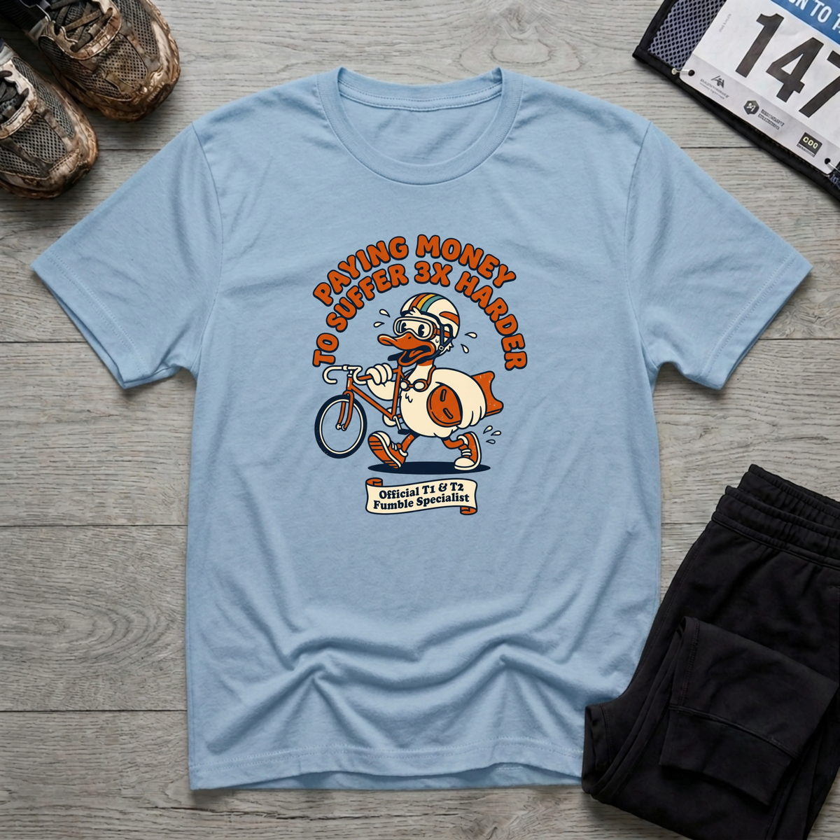 Triathlon Duck T-Shirt - Light Blue