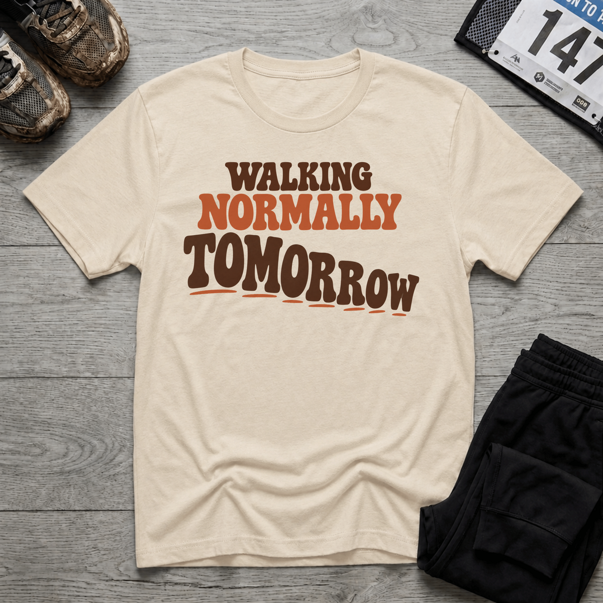 TFS mockup | Walking Normally Tomorrow T-Shirt | Natural | cd5d02fd8675d4a2