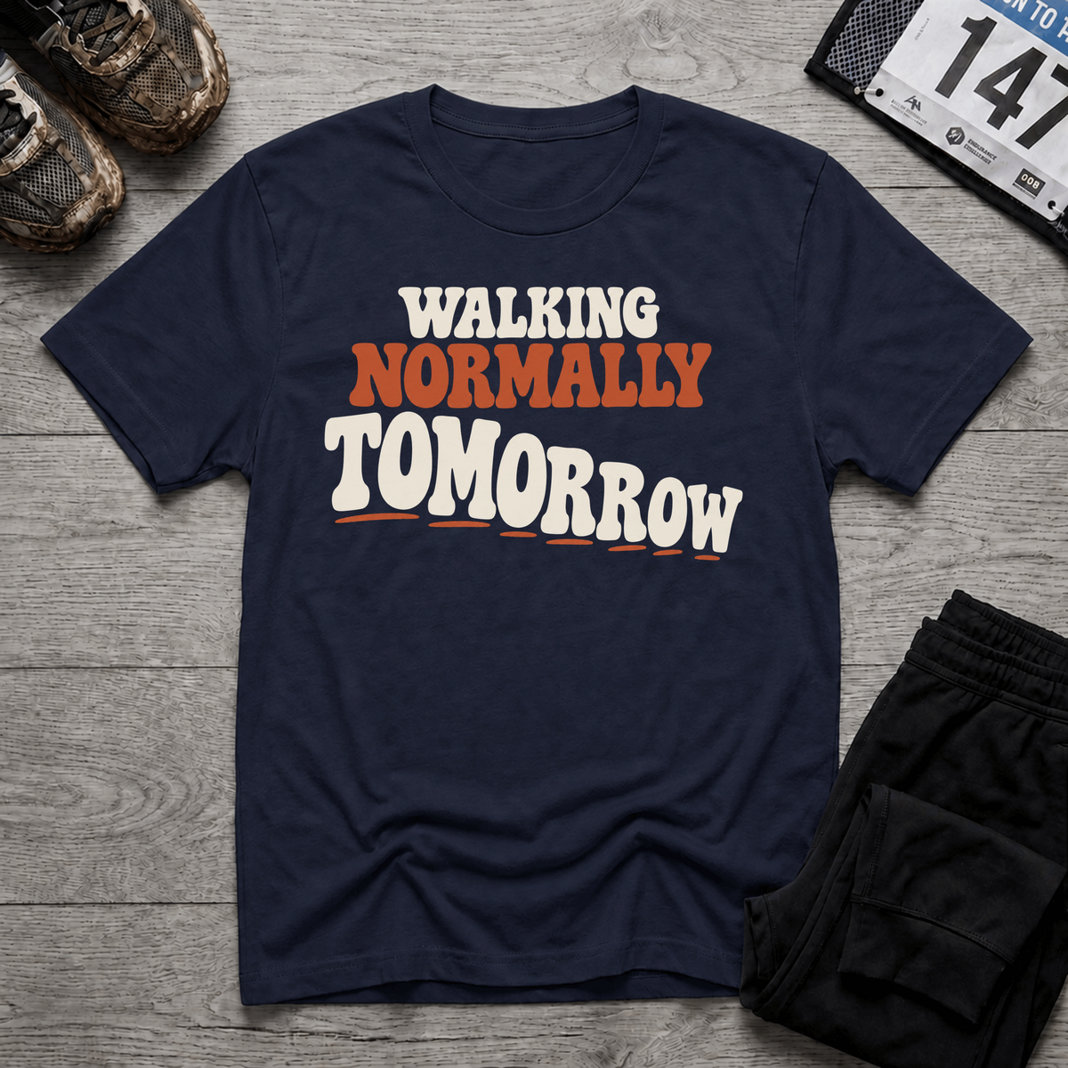 TFS mockup | Walking Normally Tomorrow T-Shirt | Navy | dee5467d6be2e1f7